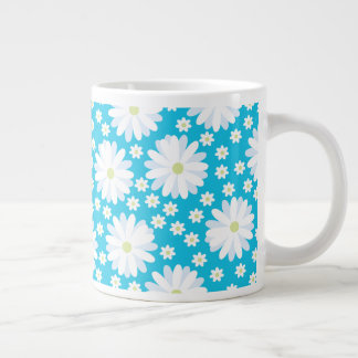 Taza De Café Gigante Patrón floral botánico de Daisies blancos romántic
