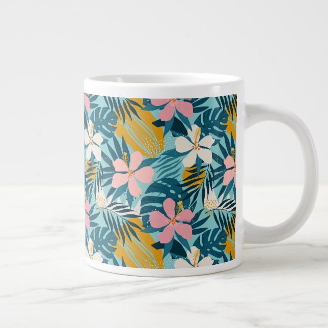 Taza De Café Gigante Patrón floral de Hibiscus tropical (Derecha)