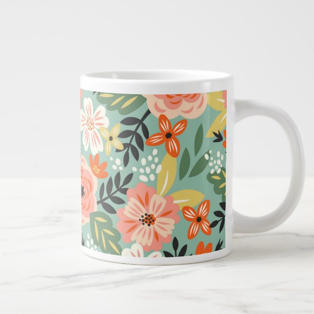 Taza De Café Gigante Patrón floral de jardín (Derecha)