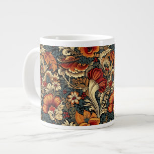 Taza De Café Gigante Patrón floral de jardín mediterráneo