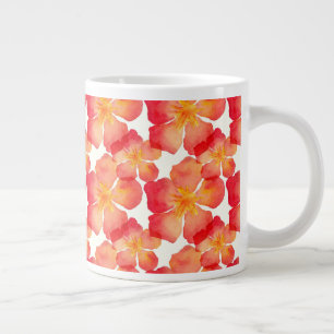 Taza De Café Gigante Patrón floral de Oleander Naranja