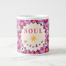 Taza De Café Gigante Patrón floral decorativo rosa púrpura Astra modern
