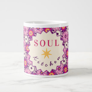 Taza De Café Gigante Patrón floral decorativo rosa púrpura Astra modern