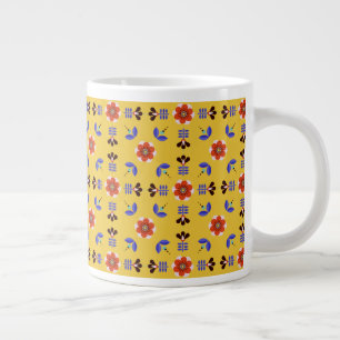 Taza De Café Gigante Patrón floral geométrico estilo escandinavo