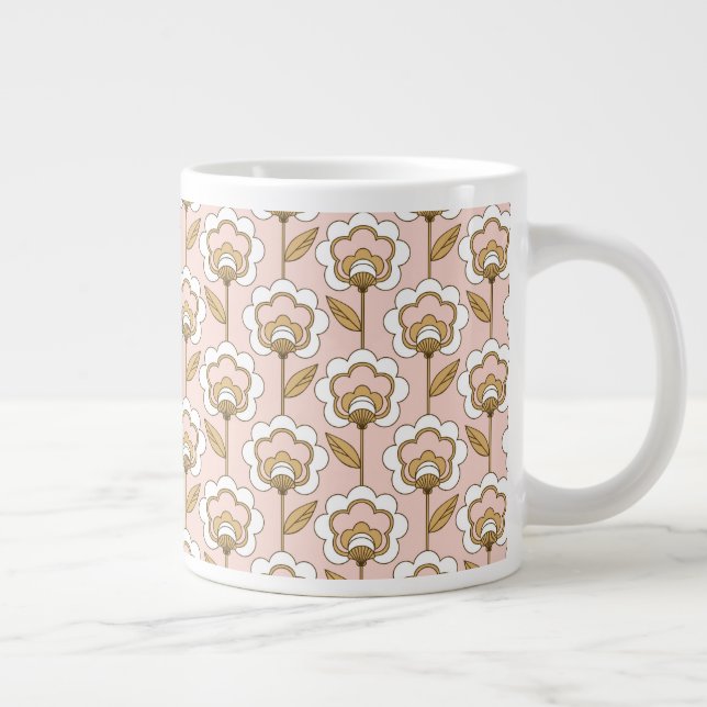 Taza De Café Gigante Patrón floral moderno de mediados del siglo (Derecha)