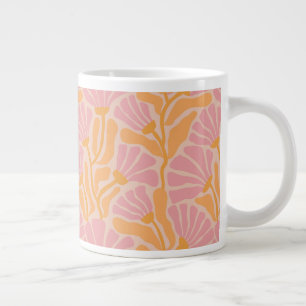 Taza De Café Gigante Patrón floral moderno del Siglo Medio