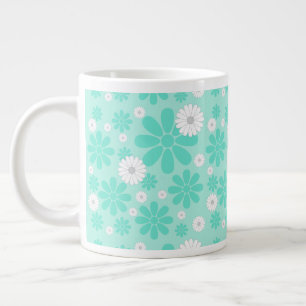 Taza De Café Gigante Patrón Floral Pastel MINT