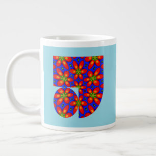 Taza De Café Gigante Patrón floral rojo curado