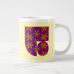 Taza De Café Gigante Patrón floral rojo curado
