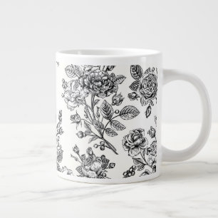 Taza De Café Gigante Patrón floral Rosa de época