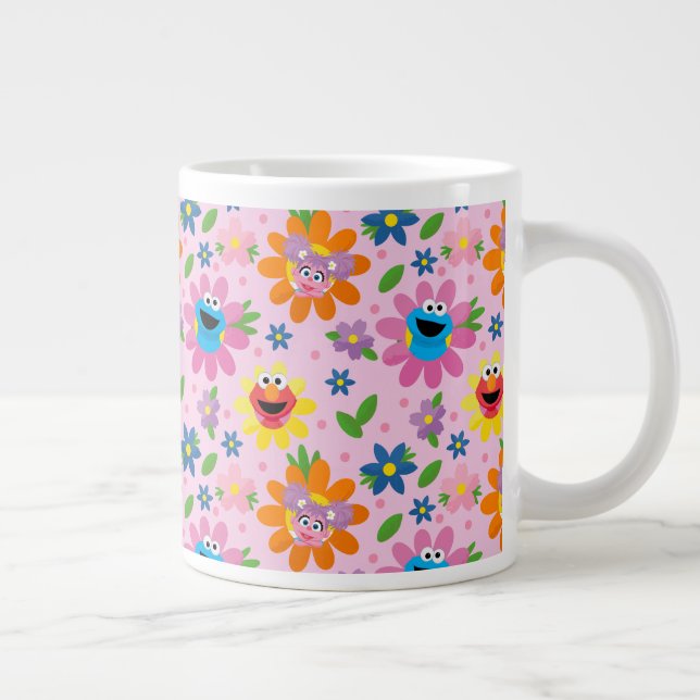 Taza De Café Gigante Patrón floral rosado de Plaza Sésamo (Derecha)