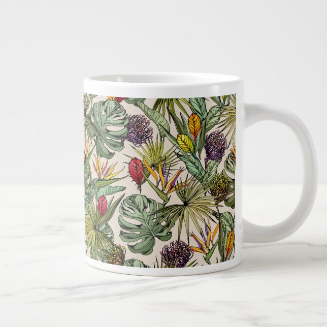 Taza De Café Gigante Patrón floral tropical (Derecha)