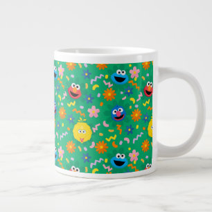 Taza De Café Gigante Patrón floral verde de la calle Sesame