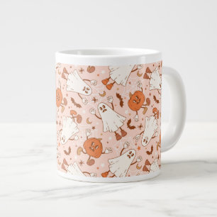Taza De Café Gigante Patrón Fun Retro Ghost & Jack-O-Lantern