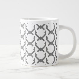 Taza De Café Gigante Patrón geométrico de diferentes cromones grises de