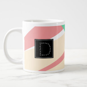 Taza De Café Gigante Patrón geométrico de rayas modernas con monograma