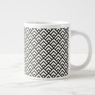 Taza De Café Gigante Patrón geométrico en blanco y negro
