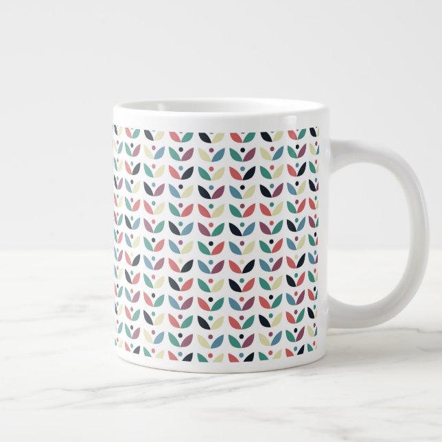 Taza De Café Gigante Patrón geométrico floral de arte folclórico (Derecha)