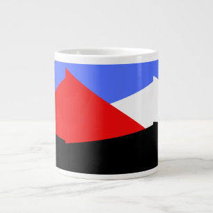 Taza De Café Gigante Patrón geométrico moderno de arlequín rojo azul y