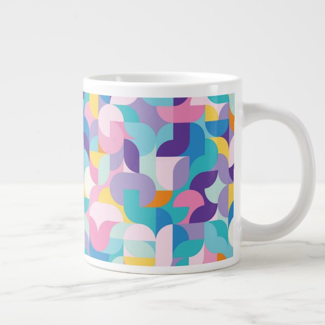 Taza De Café Gigante Patrón geométrico púrpura y rosa (Derecha)