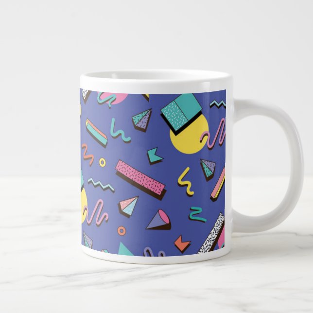 Taza De Café Gigante Patrón geométrico retro (Derecha)