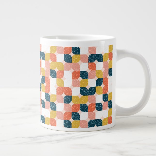Taza De Café Gigante Patrón geométrico retro Bauhaus (Derecha)
