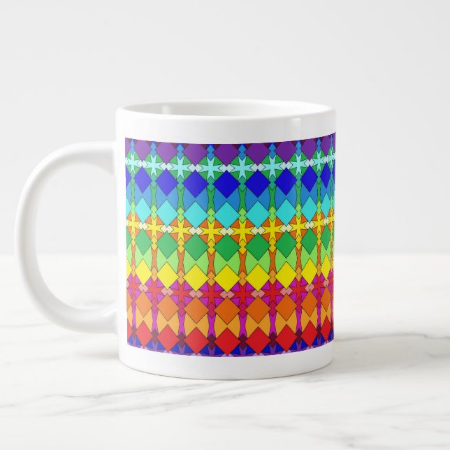 Taza De Café Gigante Patrón geométrico vibrante (Izquierda)