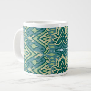 Taza De Café Gigante Patrón Ikat de Lotus - El Lotus blanco