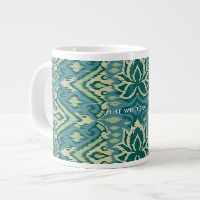 Taza De Café Gigante Patrón Ikat de Lotus - El Lotus blanco (Izquierda)
