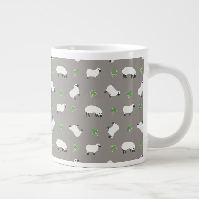 Taza De Café Gigante Patrón irlandés de Shamrock y ovejas (Derecha)