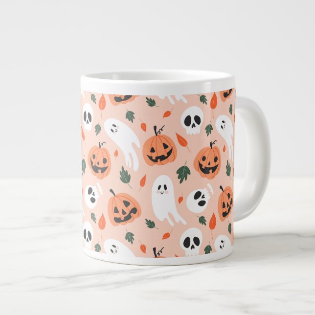 Taza De Café Gigante Patrón Jack-O-Lantern y fantasma (Derecha)