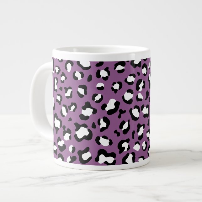 Taza De Café Gigante Patrón leopardo, puntos leopardo, leopardo púrpura (Izquierda)