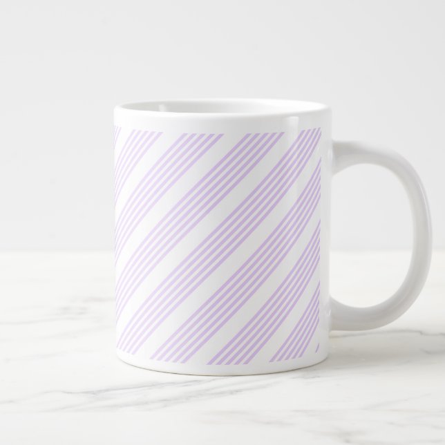Taza De Café Gigante Patrón Lilac púrpura y blanco de cinco rayas (Derecha)