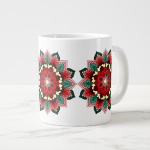 Taza De Café Gigante Patrón Mandala 02 en rojo