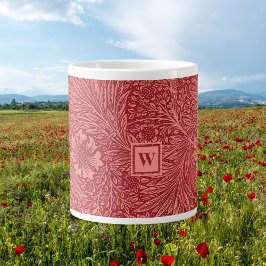 Taza De Café Gigante Patrón Marigold rojo William Morris con inicial