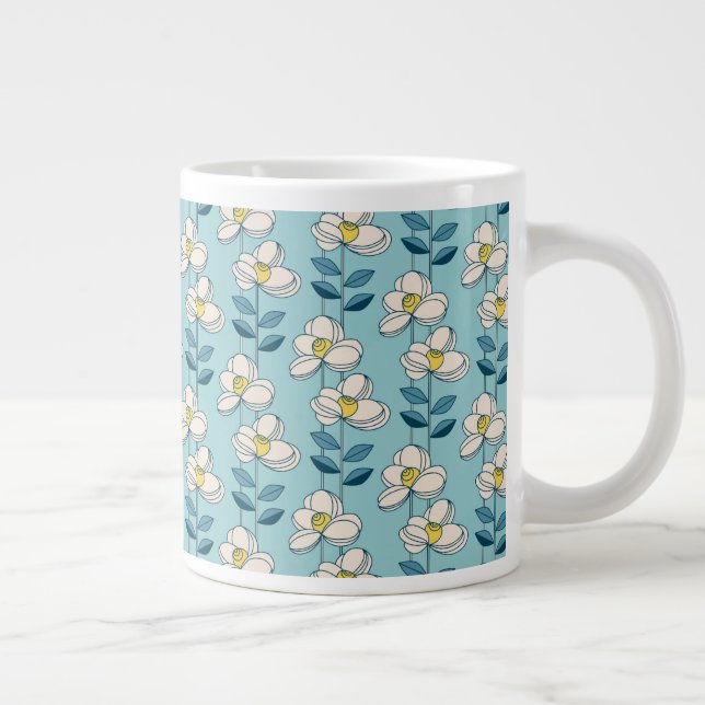 Taza De Café Gigante Patrón moderno de hojas florales de mediados del s (Derecha)