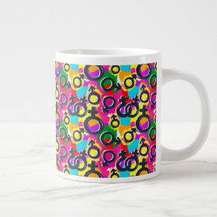 Taza De Café Gigante Patrón neón de género del orgullo gay