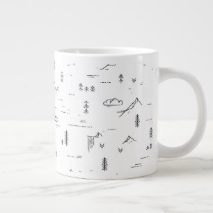 Taza De Café Gigante Patrón paisajístico de líneas de bosque geométrico