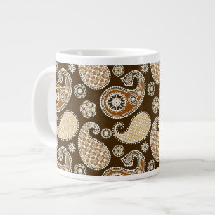 Taza De Café Gigante Patrón paisley, chocolate marrón y tan