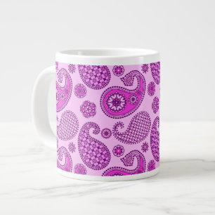 Taza De Café Gigante Patrón paisley, orquídea y ametismo púrpura
