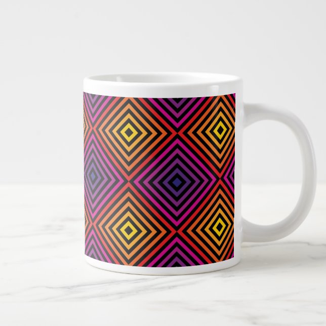 Taza De Café Gigante Patrón psicodélico de Chevron Arcoiris (Derecha)