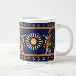 Taza De Café Gigante Patrón retro asirio