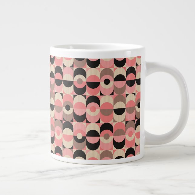 Taza De Café Gigante Patrón rosa moderno de mediados del siglo (Derecha)