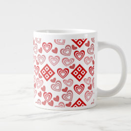 Taza De Café Gigante Patrón rosa, rojo y blanco de amor el día de San V