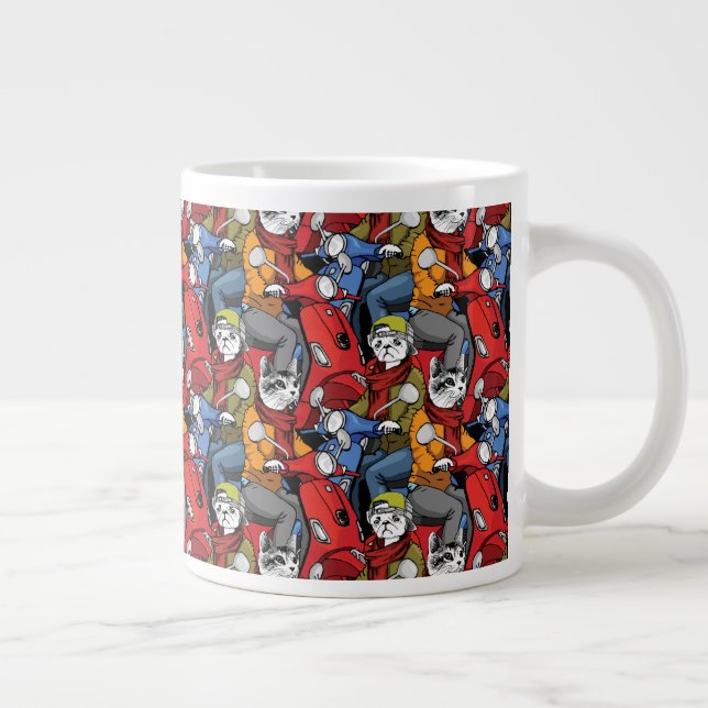 Taza De Café Gigante Patrón Scooter de gatos y perros (Derecha)