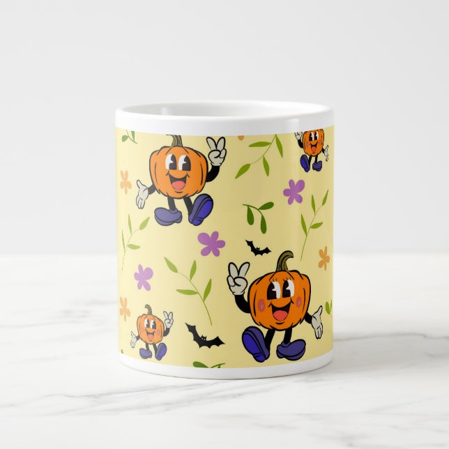Taza De Café Gigante Patrón sin soldadura de calabaza de Halloween (Frente)