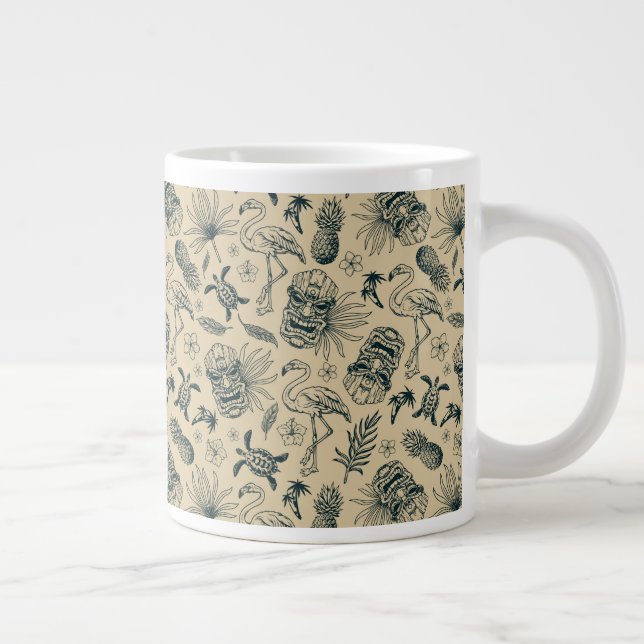 Taza De Café Gigante Patrón tropical vintage (Derecha)