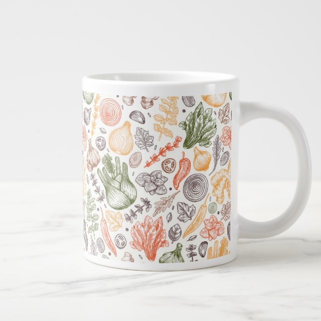 Taza De Café Gigante Patrón vegetal de los jardines de cocina (Derecha)