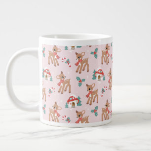 Taza De Café Gigante Patrón vintage de casas de ciervos y hongos de Nav