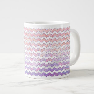 Taza De Café Gigante Patrón Zig Zag rosa claro